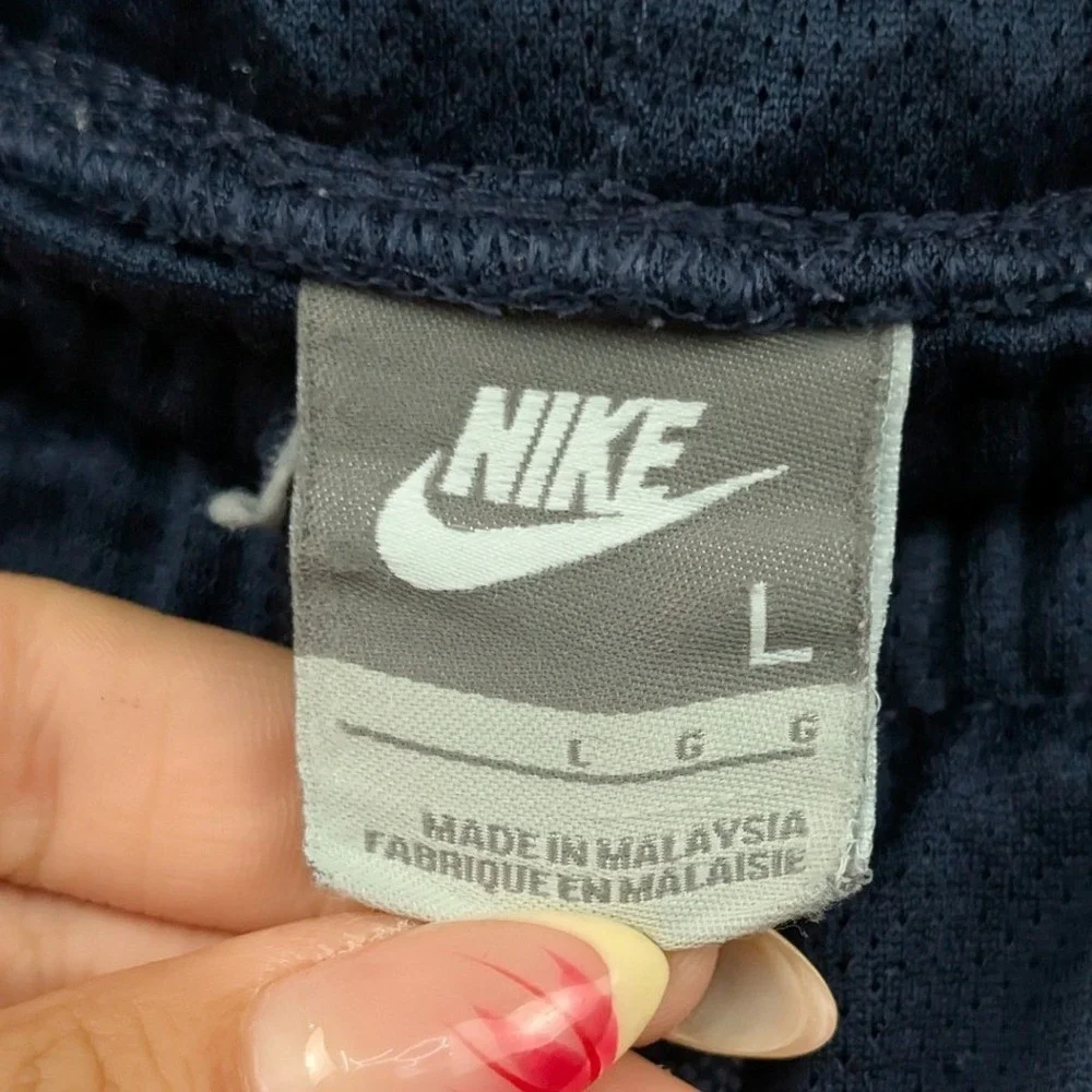 VTG Nike Track Pants Men L Navy Blue Side Stripe Mesh Relaxed Fit Athleisure Y2K